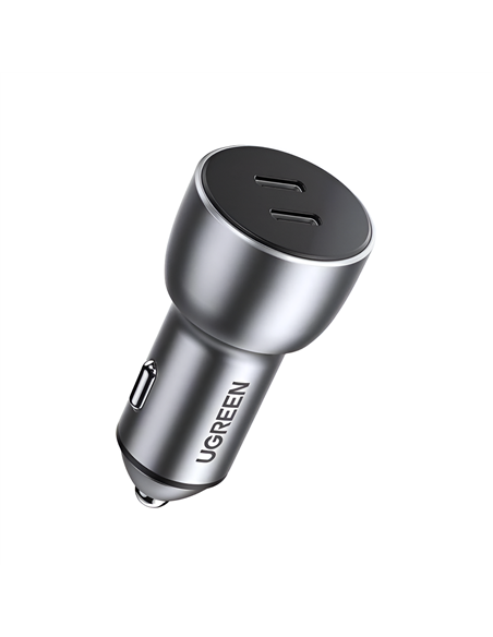 UGREEN Car Charger 1*Type-C+1*Type-C Aluminum 3A 53W, Grey