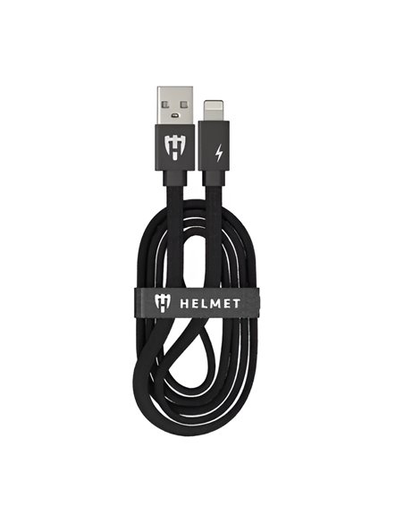 Helmet Cable USB to Lightning Kevlar Flat 2.1A 1m, Black