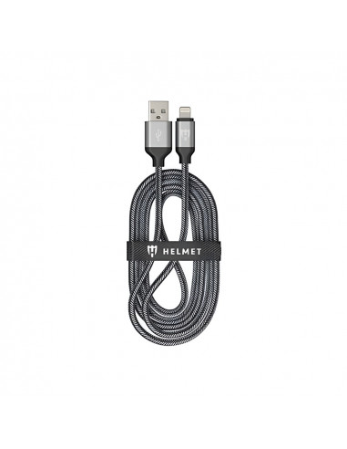Helmet Cable USB to Lightning Nylon 2m, White/Black