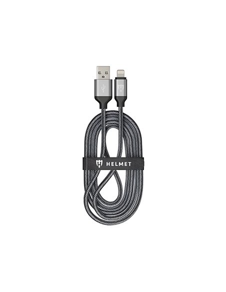 Helmet Cable USB to Lightning Nylon 2m, White/Black