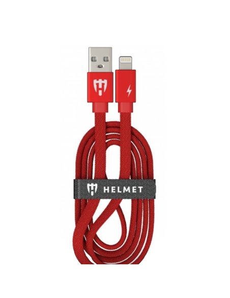 Helmet Cable USB to Lightning Kevlar Flat 2.1A 1m, Red