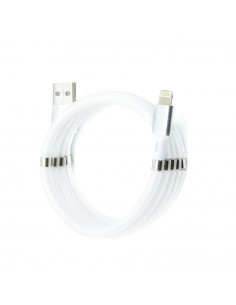 Helmet Cable USB to Lightning With Magnetic Organizer 1m, White 2