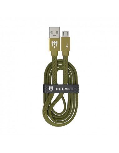 Helmet Cable USB to Micro USB Kevlar Flat 2.1A 1m, Camo