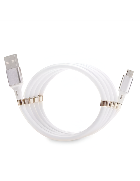 Helmet Cable USB to Micro USB With Magnetic Organizer 1m, White