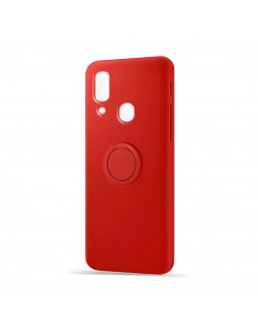 Helmet Case with Ring Liquid Silicone Samsung A20, Red