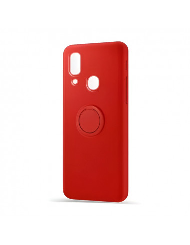 Helmet Case with Ring Liquid Silicone Samsung A20, Red