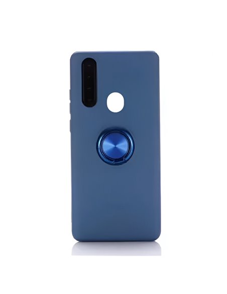 Helmet Case with Ring Liquid Silicone Samsung A30, Blue