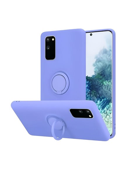 Helmet Case with Ring Liquid Silicone Samsung A20, Blue