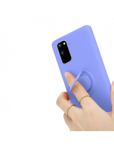 Helmet Case with Ring Liquid Silicone Samsung A20, Blue
