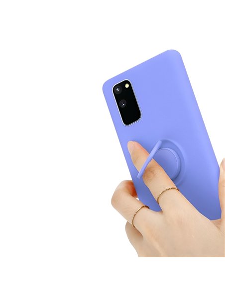 Helmet Case with Ring Liquid Silicone Samsung A20, Blue
