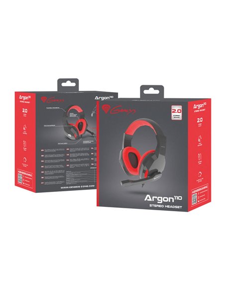 Genesis Headset Argon 110, Stereo, Black-Red