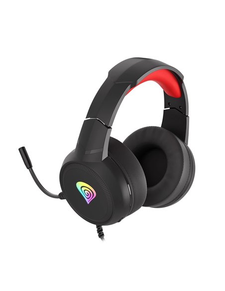 Genesis Headset Neon 200, Stereo, Microphone, RGB Backlight, Black-Red