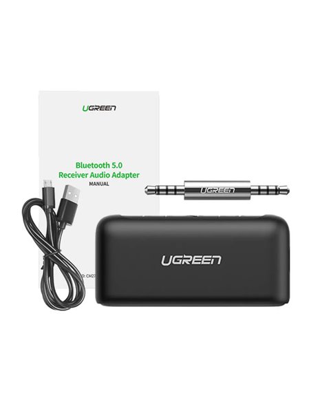 UGREEN Adapter Audio Receiver Car&Home Bluetooth V5.0, Battery 180mAh, up to 9hours CM276, Black