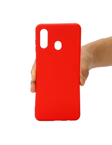 Helmet Case Liquid Silicone Grid Samsung A20S, Red