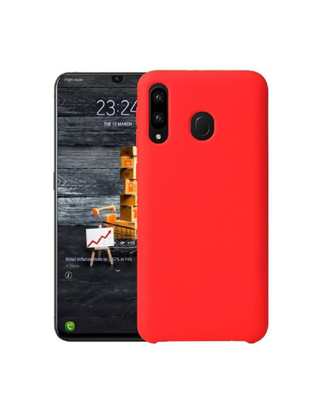 Helmet Case Liquid Silicone Grid Samsung A20S, Red