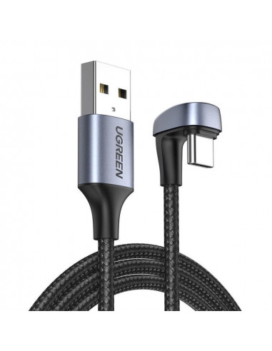 UGREEN Cable USB to 180° Type-C 2.0 3A 18W 2M Aluminum Braided US311, Black