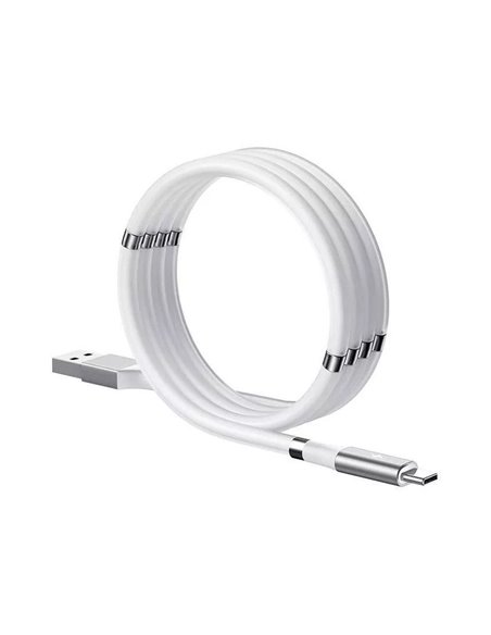 Helmet Cable USB to Type-C With Magnetic Organizer 2.1A 1m, White