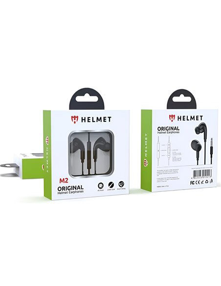 Helmet Earphones 3.5mm with Mic M2 Series, Black 