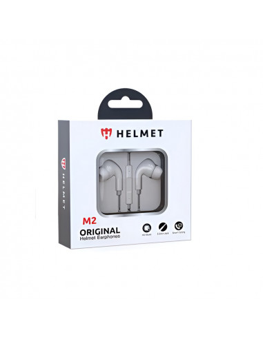 Helmet Earphones 3.5mm with Mic M2 Series, White 