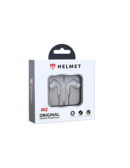 Helmet Earphones 3.5mm with Mic M2 Series, White 