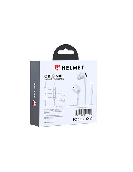 Helmet Earphones 3.5mm with Mic M2 Series, White 