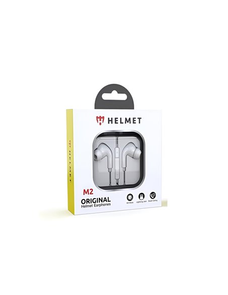 Helmet Earphones Lightning with Mic M2 Series, White Helmet Earphones Lightning with Mic M2 Series, White