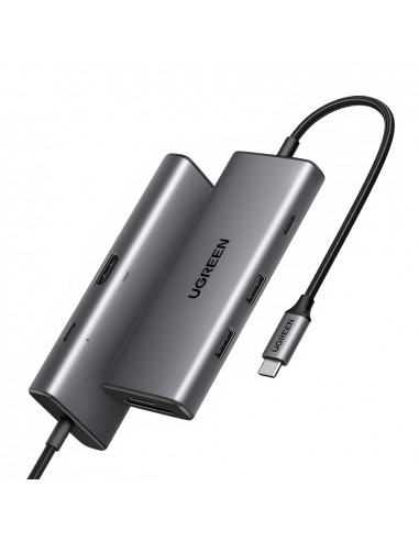 UGREEN HUB 7in1 Revodok Pro 107 Type-C to 3*USB 3.0 + HDMI + VGA + LAN + 3.5mm 100W PD CM498, Space Gray