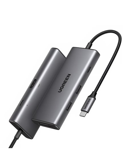 UGREEN HUB 7in1 Revodok Pro 107 Type-C to 3*USB 3.0 + HDMI + VGA + LAN + 3.5mm 100W PD CM498, Space Gray