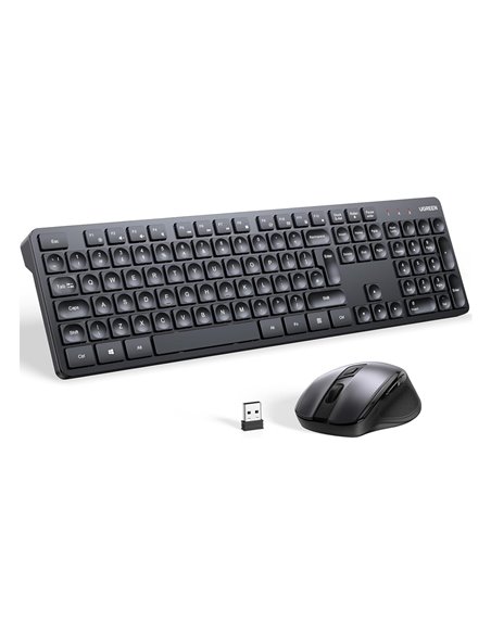 UGREEN Wireless Combo Keyboard and Mouse Ergonomic US MK006, Black