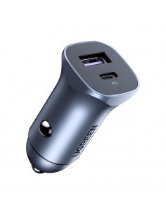 UGREEN Car Charger 1*USB-A+Type-C Aluminum 3A 30W, Grey