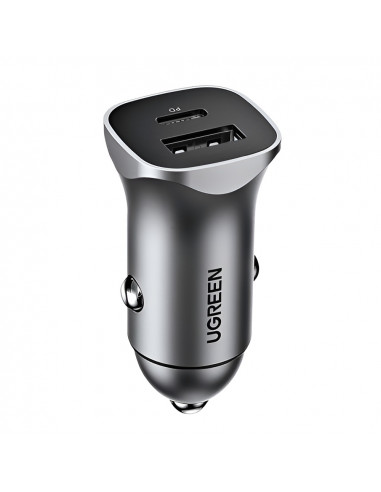 UGREEN Car Charger 1*USB-A+Type-C Aluminum 3A 30W, Grey