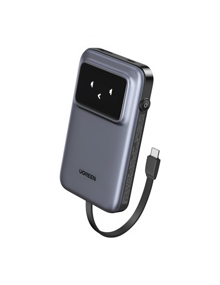 UGREEN Power Bank Uno Series with Cables Type-C, 10000mAh, 30W, Space Gray