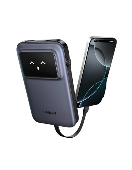 UGREEN Power Bank Uno Series with Cables Type-C, 10000mAh, 30W, Space Gray
