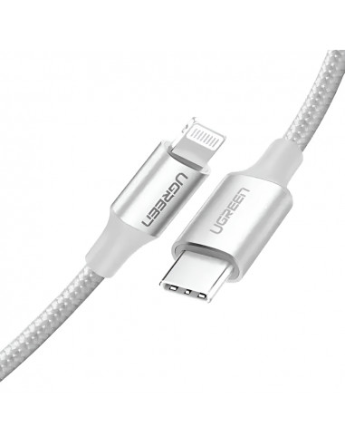 UGREEN Cable Type-C to Lightning MFI, 3A, 1,5M, Shell Braided, US304, Silver