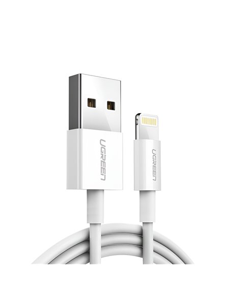 UGREEN Cable USB-A to Lightning MFI, 2M, Alu Case with Braided, White | US155