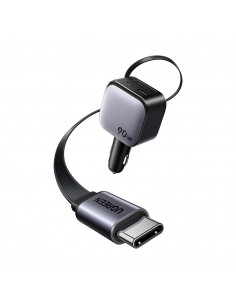 UGREEN Car Charger 1*Type-C+1*USB-A with Type-C Cable, Retractable, 90W, Grey | EC603 2