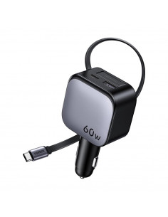 UGREEN Car Charger 1*Type-C+1*USB-A with Type-C Cable Retractable, 60W, Black | EC602 2