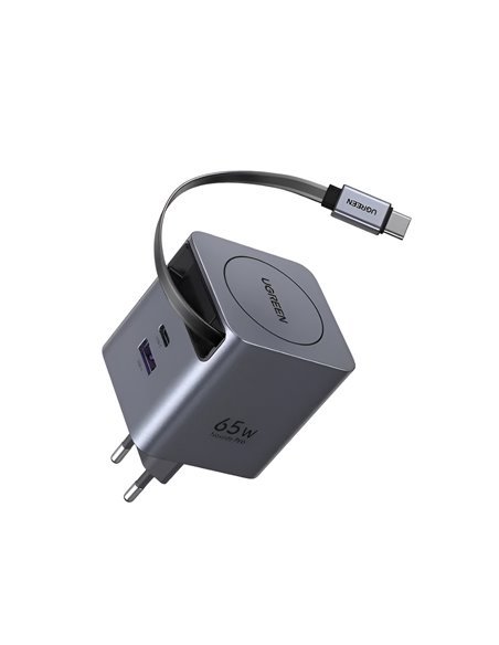 UGREEN GaN Quick Charger 3*Type-C + 1*USB-A Retractable, 65W, Black | X615 UGREEN GaN Quick Charger 3*Type-C + 1*USB-A Retractable, 65W, Black | X615