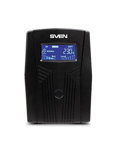 SVEN Pro 650 (LCD,USB), Line-interactive UPS with AVR, 650VA /390W, Multifunction LCD display, 2x Schuko outlets, 1x7AH, AVR:...