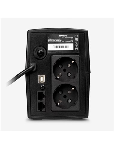SVEN Pro 650 (LCD,USB), Line-interactive UPS with AVR, 650VA /390W, Multifunction LCD display, 2x Schuko outlets, 1x7AH, AVR:...