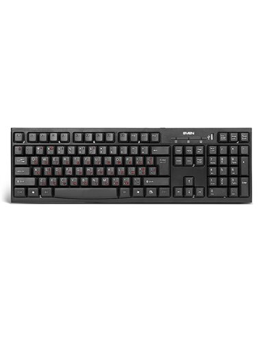SVEN Standard 304 USB+HUB, Keyboard, USB 2.0 Hub 1-port, Black
