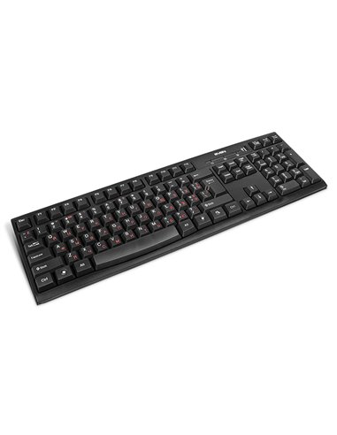 SVEN Standard 304 USB+HUB, Keyboard, USB 2.0 Hub 1-port, Black