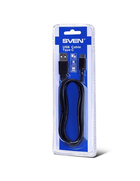 Cable USB2.0/Type-C - 1m - SVEN USB 2.0 A-typeC, 1m, A-plug to typeC B-plug, Black