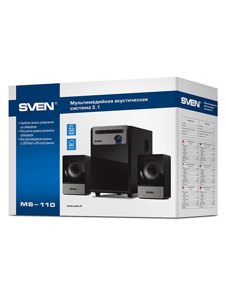 Колонки 2.1 SVEN MS-110 / 10W RMS / USB Flash / SD card / Black