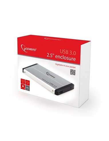 Gembird EE2-U3S-2-S, External enclosure for 2.5'' SATA HDD with USB3.0(5Gb/s) interface, Silver