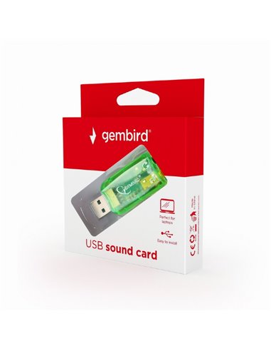 Gembird SC-USB-01 ”Virtus” USB Sound Card, connectors: USB A-type male, 3.5mm stereo headphone jack, 3.5mm microphone input ...
