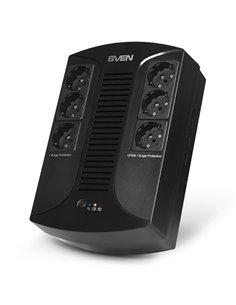 SVEN UP-L1000E, Line-interactive UPS with AVR, 1000VA /510W, 6 x Schuko outlets (3 backed up, all 6 surge protected), LED sta...
