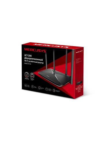Wireless Router MERCUSYS AC12G / AC1200 Dual Band / Wi-Fi5 / Gigabit / 1WAN+3LAN / 4 external antennas