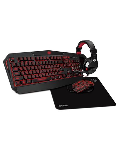 SVEN GS-4300 RGB Gaming Set, Keyboard+Mouse+MousePad+Headset, keys 104 keys, 12 Fn-keys, Backlight (RGB) mouse 7+1(1200-3200 ...