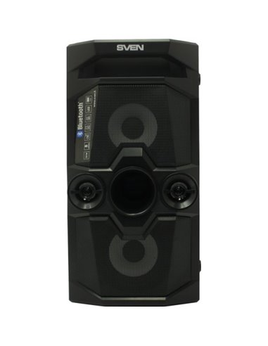 SVEN PS-650 Black, Bluetooth Portable Speaker, 50W RMS, Effective multi-colored lighting, LED display, FM tuner, USB & microS...
